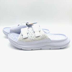 NEW Hoka One One Ora Luxe Recovery Slide Sandals Men's 14 White Comfort